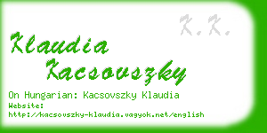 klaudia kacsovszky business card